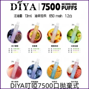 DIYA叮啞7500口拋棄式 可充電大容量超高性價比一次性電子煙
